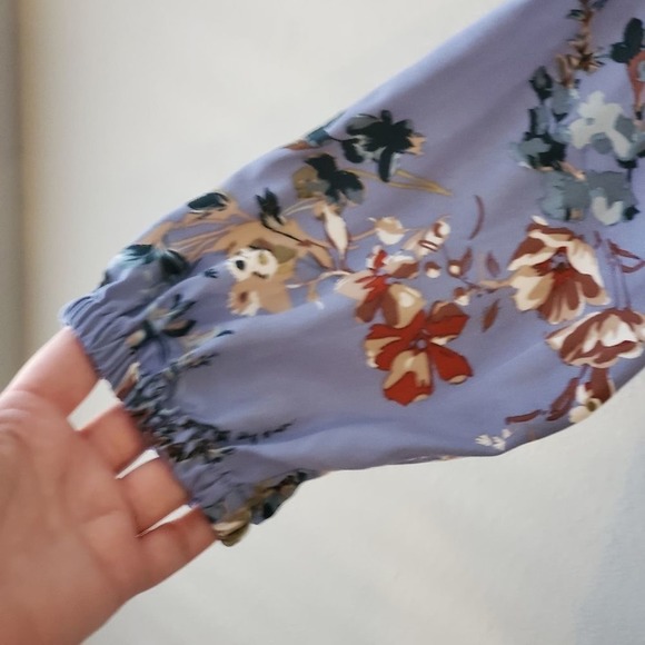 Christopher & Banks blue floral flowy feminine pin tucked blouse plus size 2X - Picture 4 of 7